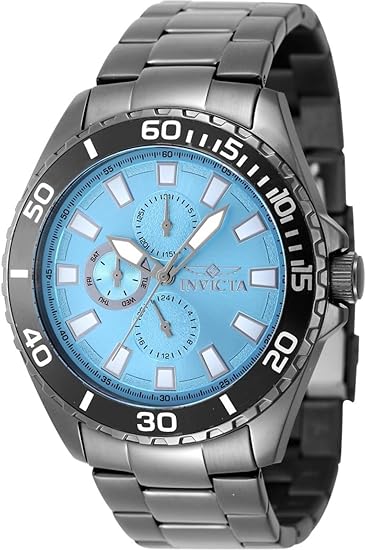 Invicta Stainless Steel Analogue Blue Dial Mens Watch-47576, Band Color:Black