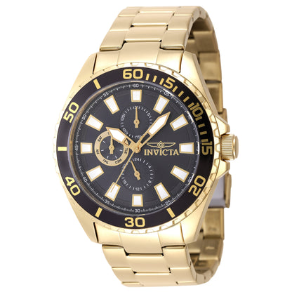 Invicta Stainless Steel Analogue Black Dial Mens Watch-47578, Band Color:Gold