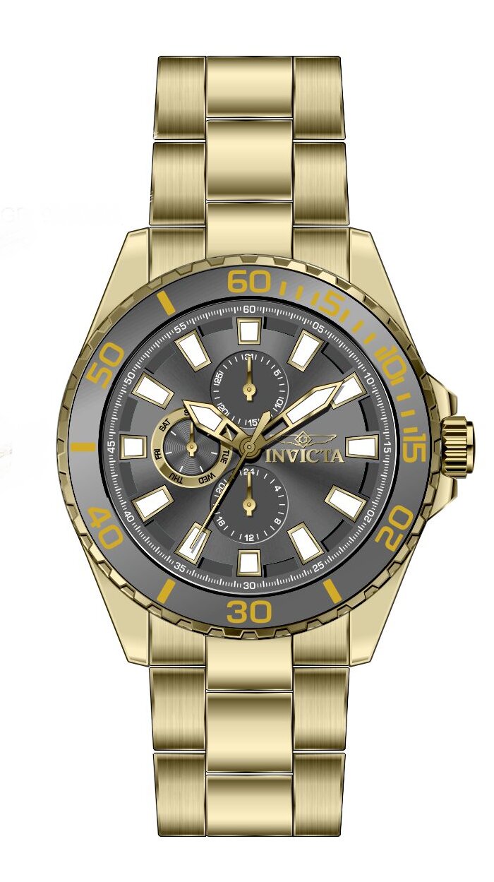 Invicta Stainless Steel Analogue Black Dial Mens Watch-47578, Band Color:Gold