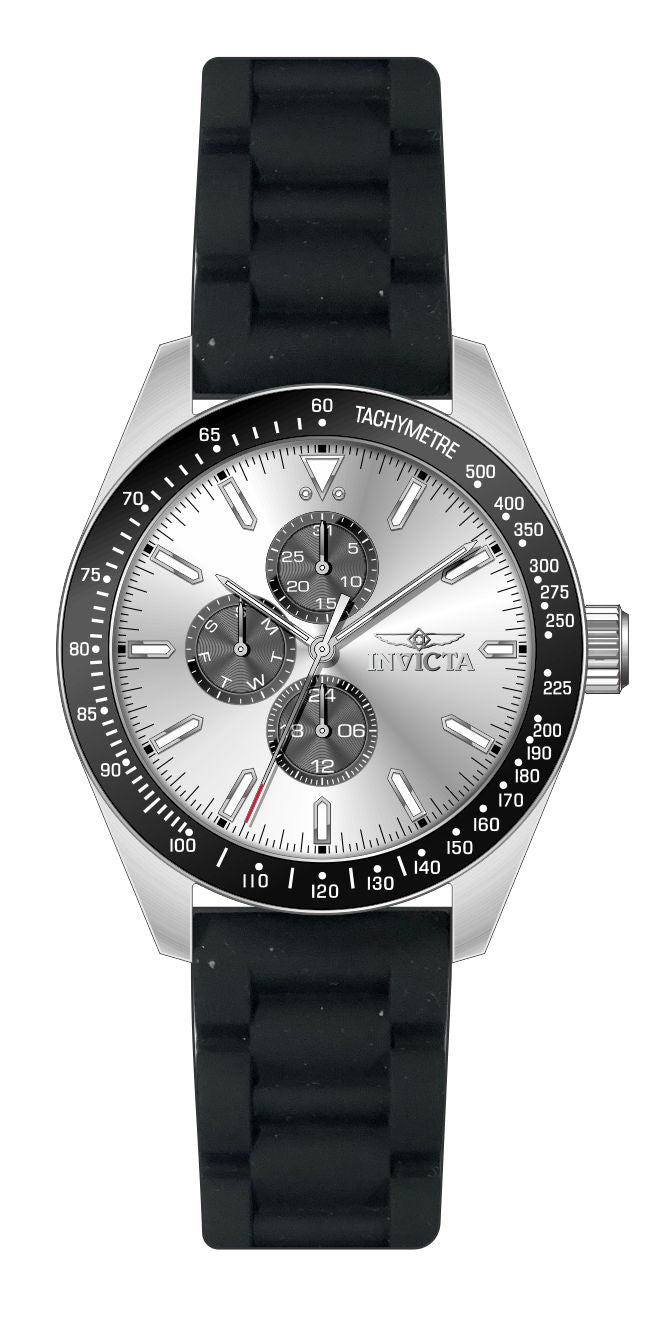 Invicta Silicone Analogue Silver Dial ,Band Color:Black Mens Watch-47590