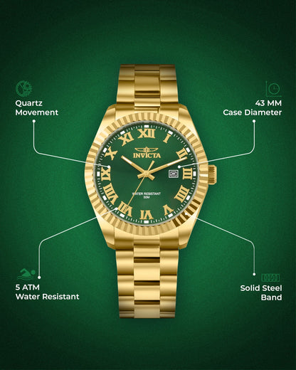 Invicta Specialty Quartz Green Dial Analog Watch for Men - 48548