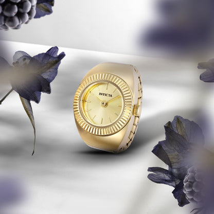 INVICTA Mini Ring Watch Quartz Movement Gold Analog  Dial Watch For Ladies- 48947