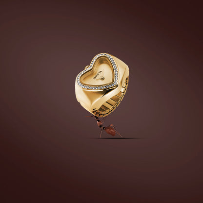 Invicta Mini Ring Watch Quartz Caliber VC00 Movement Gold Dial Analog Watch For - Ladies 49574