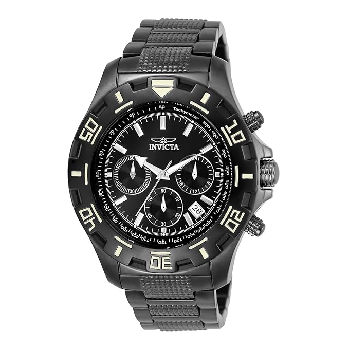 Invicta Stainless Steel Python Analog Black Dial, Band Color Gray Mens Watch-6412