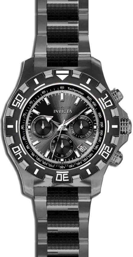 Invicta Stainless Steel Python Analog Black Dial, Band Color Gray Mens Watch-6412