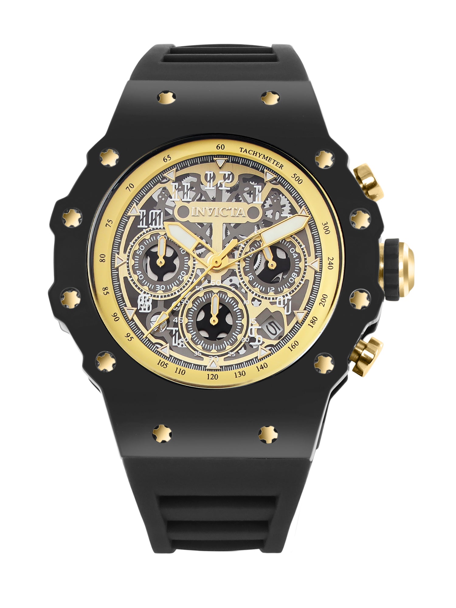Invicta Racing Quartz Gold Dial Analog Watch For Gents - 69662