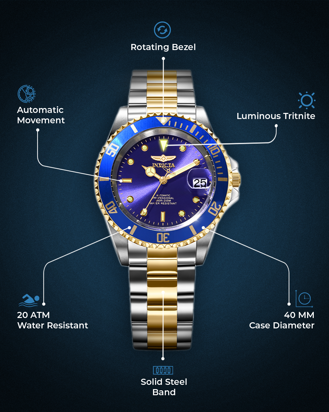 Invicta Pro Diver Automatic Analog Watch For Gents  - 8928OB
