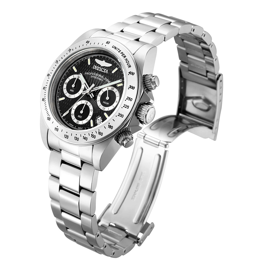 Invicta Speedway Unisex Wrist Watch Stainless Steel Quartz Black Dial - 9223