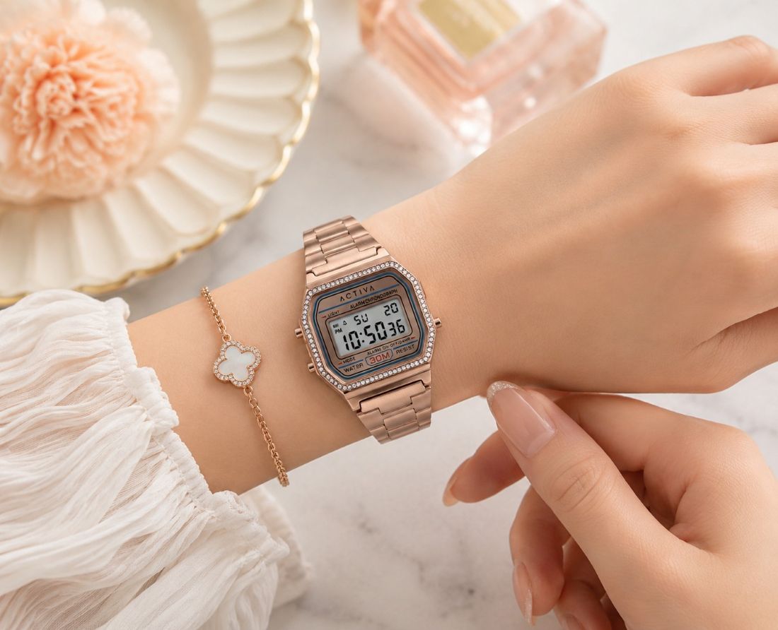 Invicta by Activa Digital Essentials Rose Gold Dial Analog Watch - For Ladies ACW1474-001