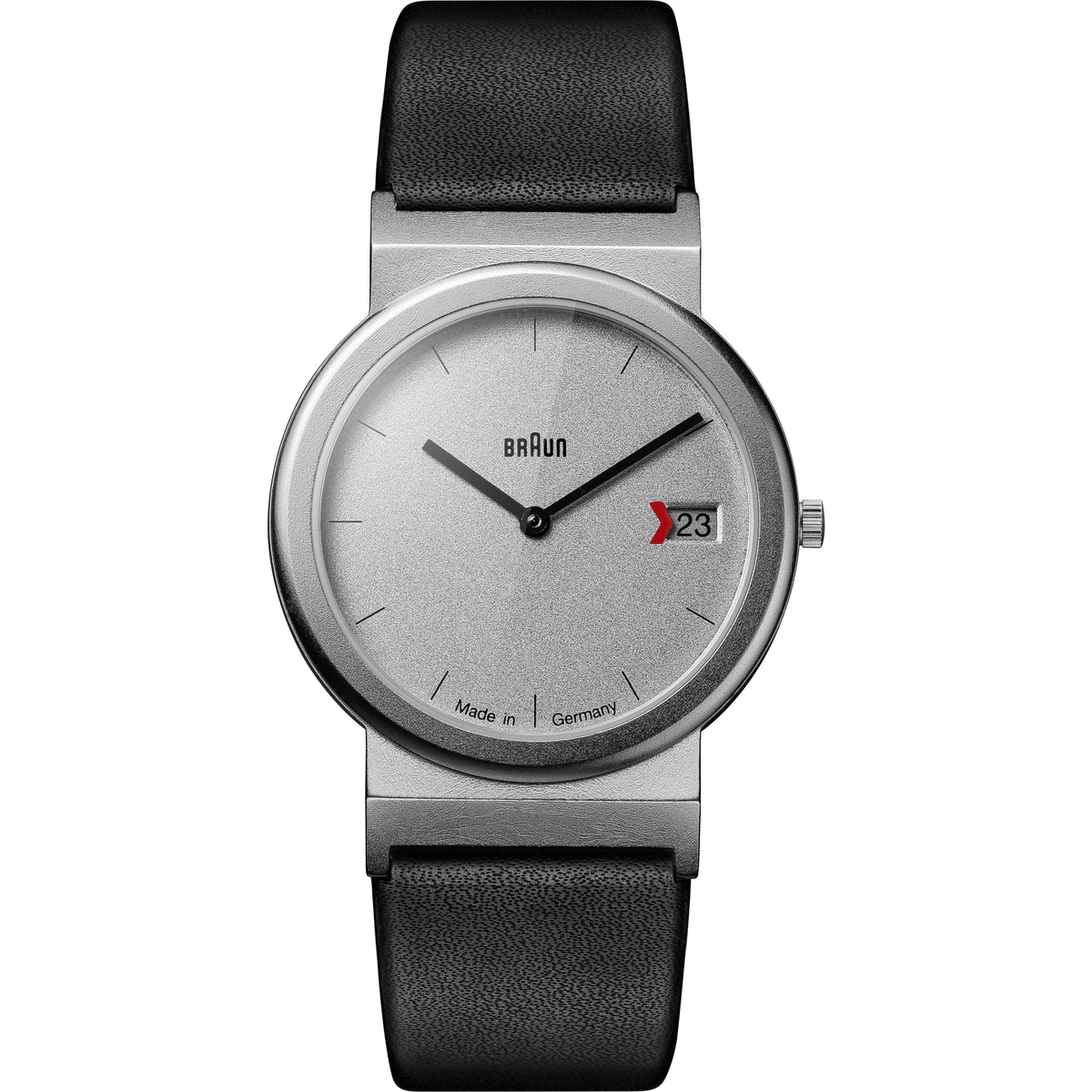 Braun Quartz Classic Watch with Black Dial and Black Leather Strap - AW50