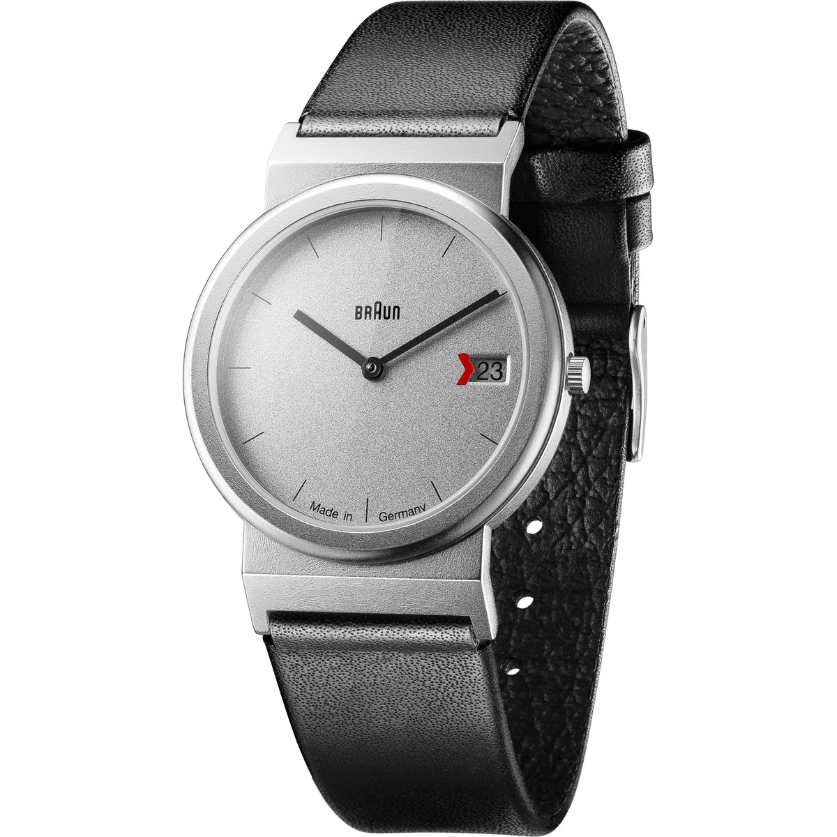 Braun Quartz Classic Watch with Black Dial and Black Leather Strap - AW50