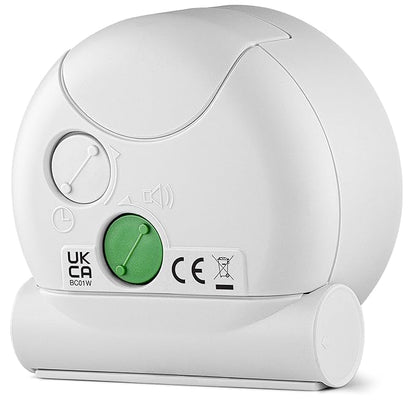 Braun Classic Analogue Alarm Clock with Snooze and Light, Crescendo Beep Alarm in White - BC01W
