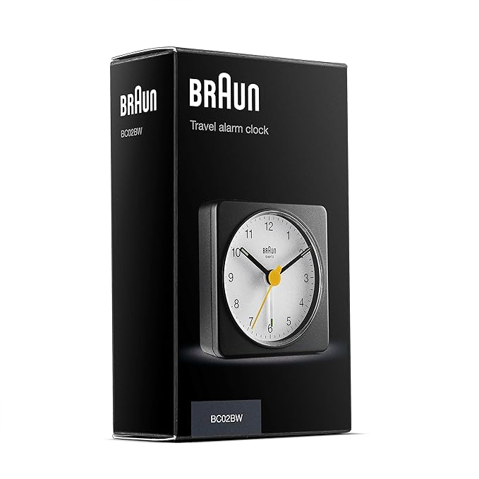 Braun Classic travel Alarm Clock with Snooze and Light, Crescendo Beep Alarm - BC02XBW