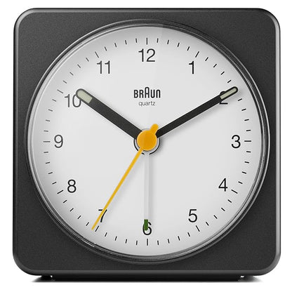 Braun Classic Clock with Snooze and Light, Crescendo Beep in Black and White - BC03BW