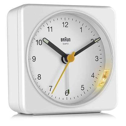 Braun Classic Clock with Snooze and Light, Crescendo Beep in White - BC03W