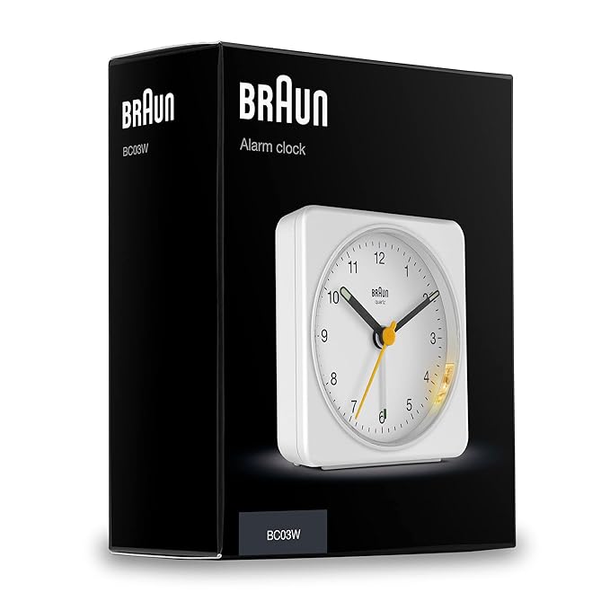 Braun Classic Clock with Snooze and Light, Crescendo Beep in White - BC03W