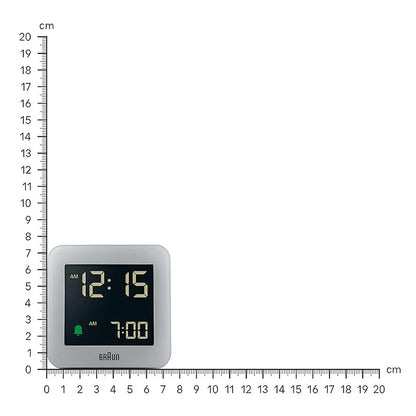 Braun Digital Clock with Snooze, Negative LCD Display, Quick Set, Crescendo Beep in Grey - BC09G