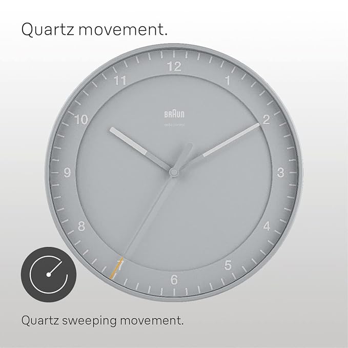 Braun Classic Large Wall Clock with Silent Sweep Movement, Easy To Read - BC17G