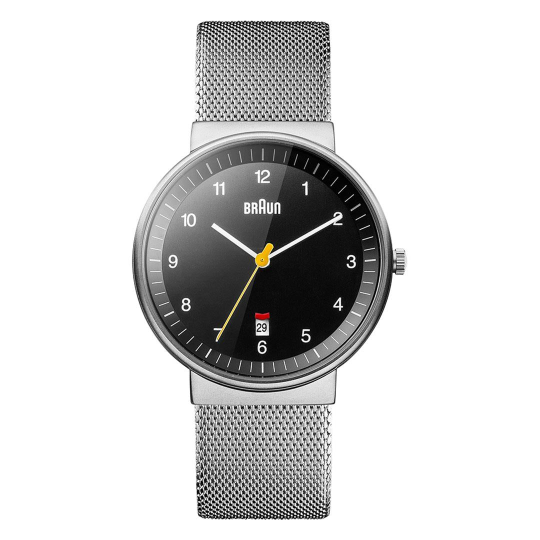 Braun Quartz Classic Watch with Black Dial Stainless Steel Strap - BN0032BKSLMHG