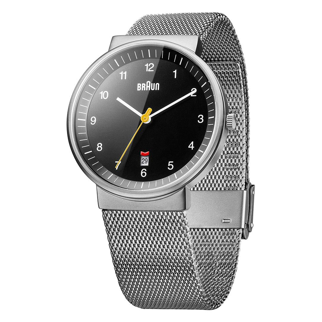 Braun Quartz Classic Watch with Black Dial Stainless Steel Strap - BN0032BKSLMHG