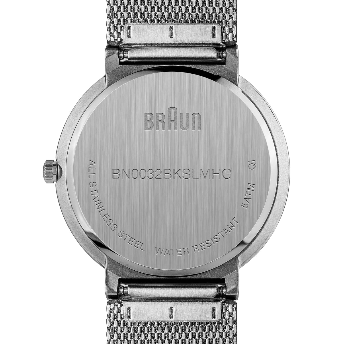 Braun Quartz Classic Watch with Black Dial Stainless Steel Strap - BN0032BKSLMHG