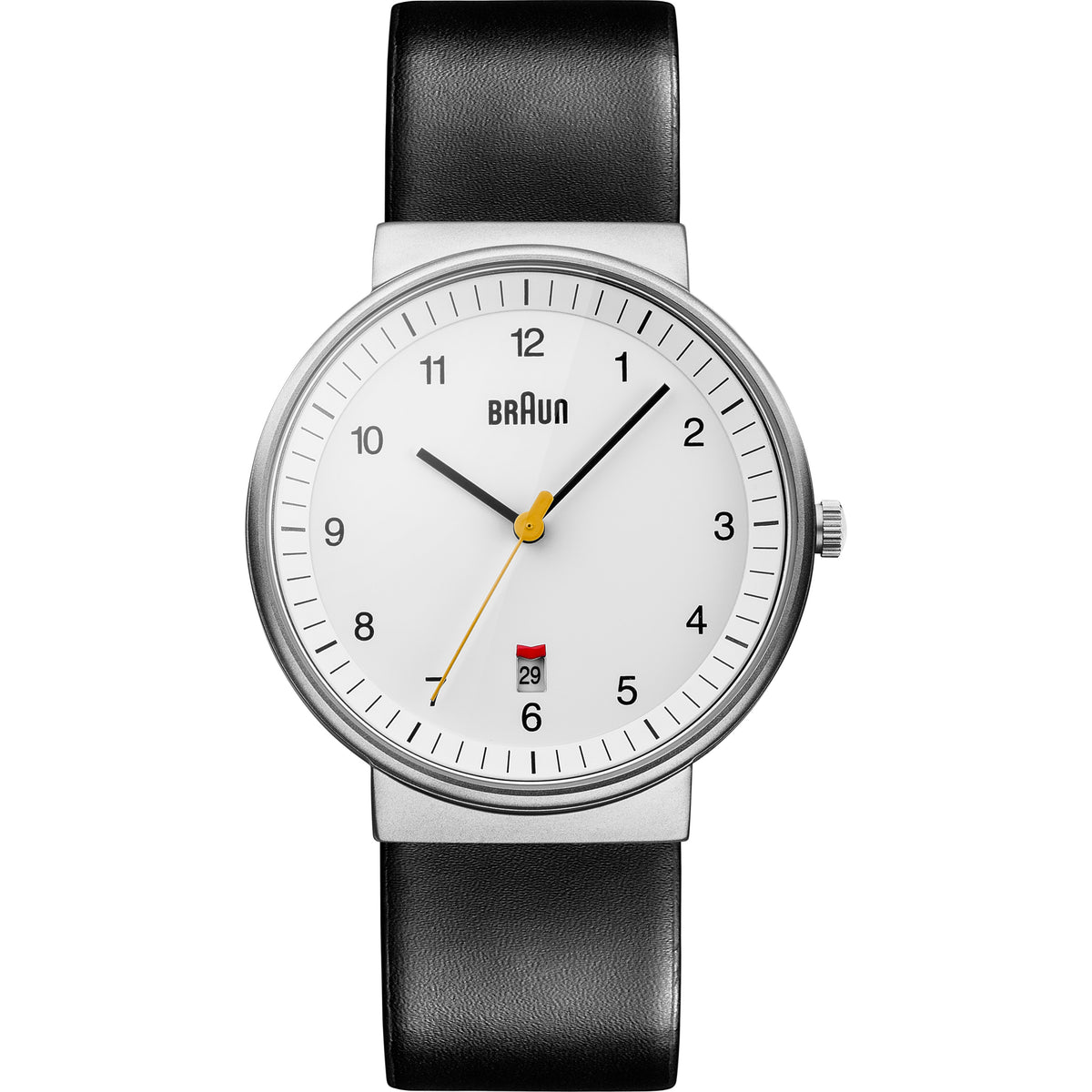 Braun Quartz Classic Watch with Black Leather Strap - BN0032WHBKG
