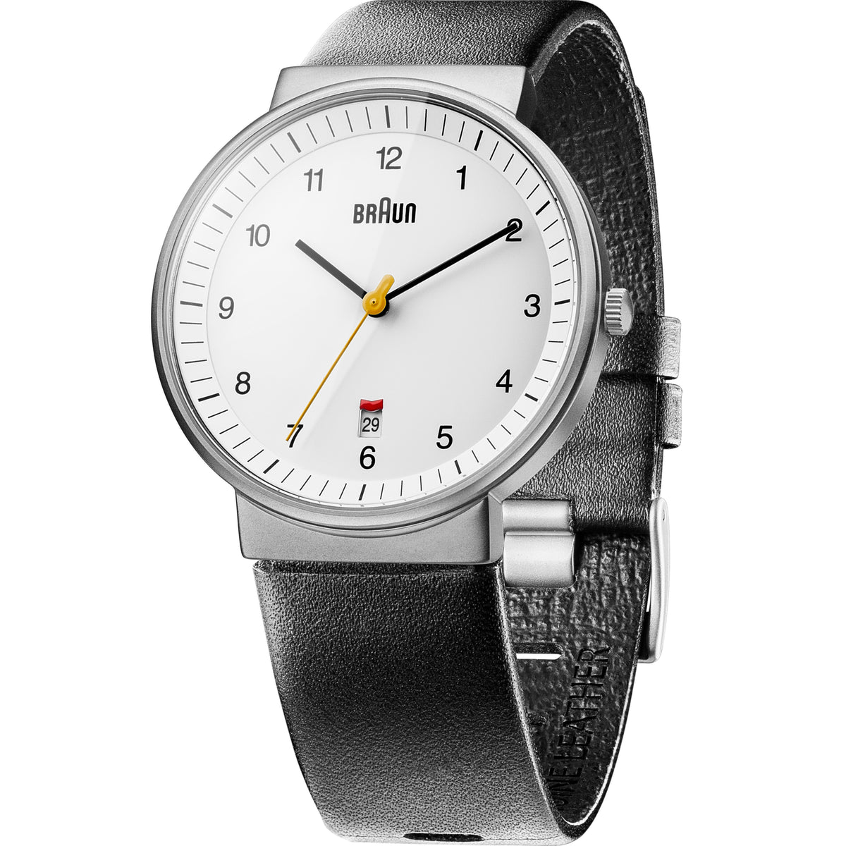 Braun Quartz Classic Watch with Black Leather Strap - BN0032WHBKG