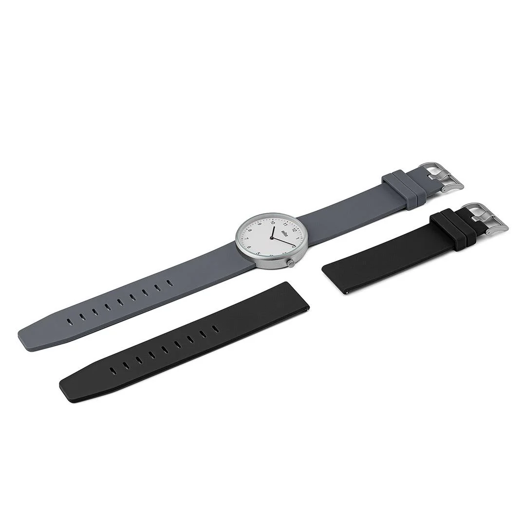 Braun Quartz Unisex Watch with Grey Silicon Strap &amp; Additional Black Silicon Strap - BN0281GYBKG