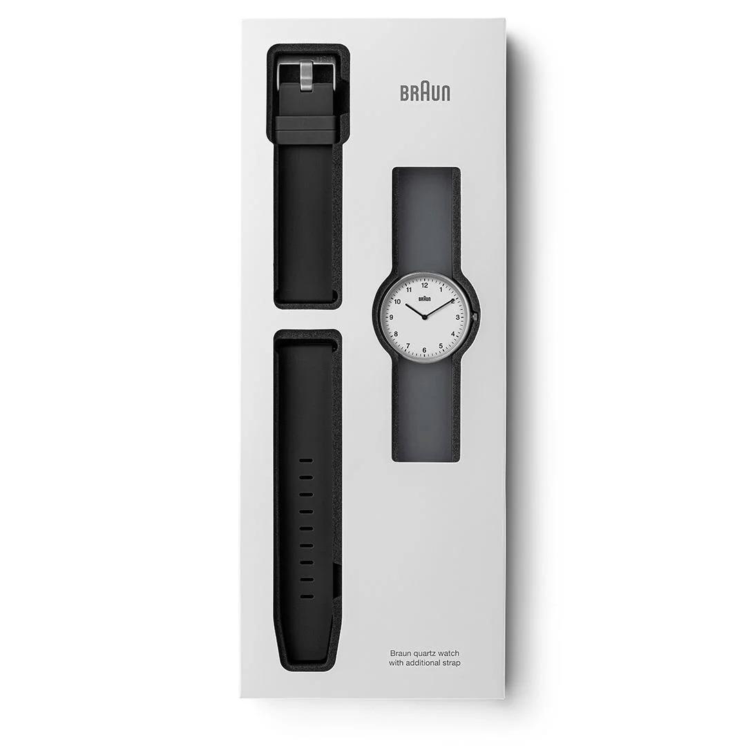 Braun Quartz Unisex Watch with Grey Silicon Strap &amp; Additional Black Silicon Strap - BN0281GYBKG