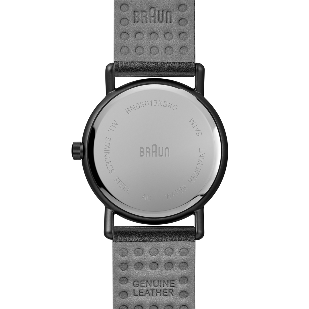 Braun Solar Quartz Watch with Black Dial and Black Leather Strap - BN0301BKBKG