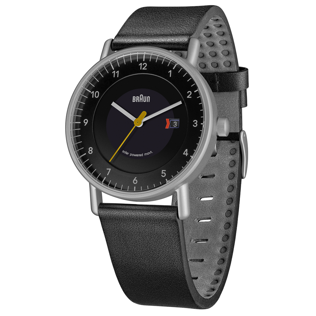 Braun Solar Quartz Watch with Black Dial and Black Leather Strap - BN0301BKSLBKG