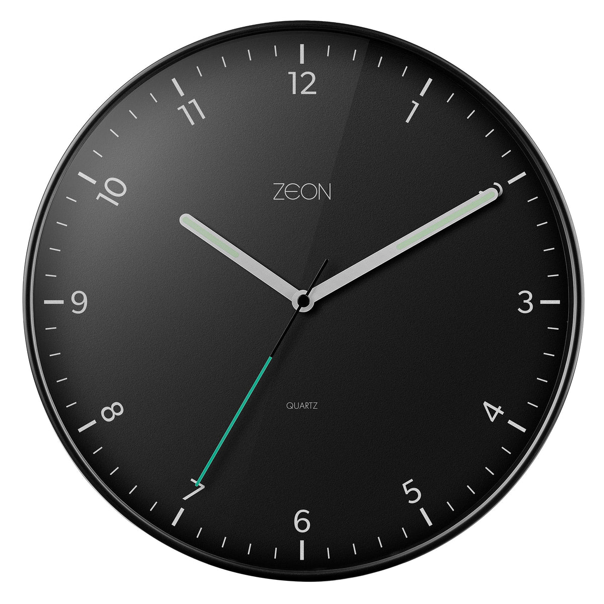 ZEON Round Analogue Wall Clock, Easy to Read Black Wall Clock for Living Room, Kitchen, Bedroom &amp; Office, 30cm Diameter, CE4553
