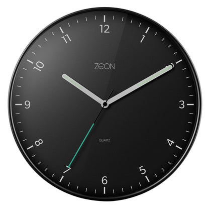ZEON Round Analogue Wall Clock, Easy to Read Black Wall Clock for Living Room, Kitchen, Bedroom &amp; Office, 30cm Diameter, CE4553