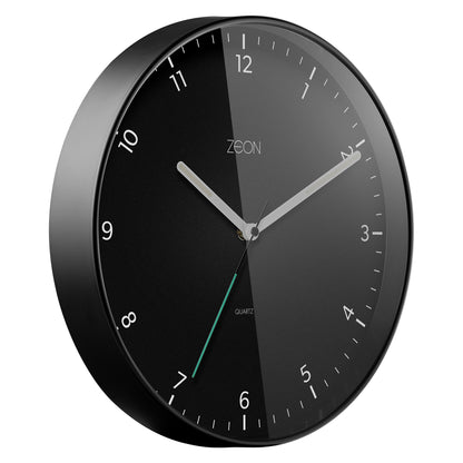 ZEON Round Analogue Wall Clock, Easy to Read Black Wall Clock for Living Room, Kitchen, Bedroom &amp; Office, 30cm Diameter, CE4553