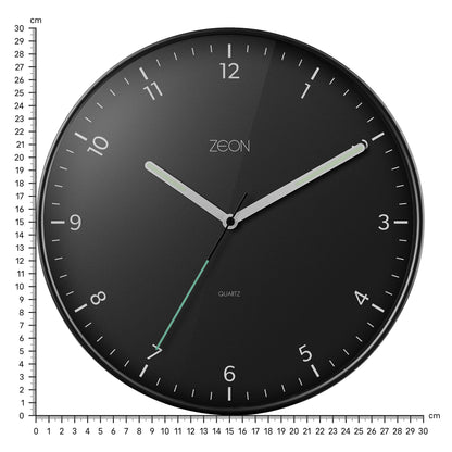 ZEON Round Analogue Wall Clock, Easy to Read Black Wall Clock for Living Room, Kitchen, Bedroom &amp; Office, 30cm Diameter, CE4553
