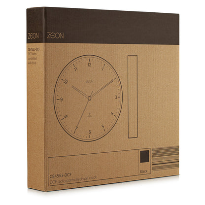 ZEON Round Analogue Wall Clock, Easy to Read Black Wall Clock for Living Room, Kitchen, Bedroom &amp; Office, 30cm Diameter, CE4553