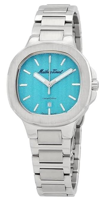 Mathey-Tissot Stainless Steel Blue Dial Quartz Analogue Watch for Women - D152Ti, Silver Band
