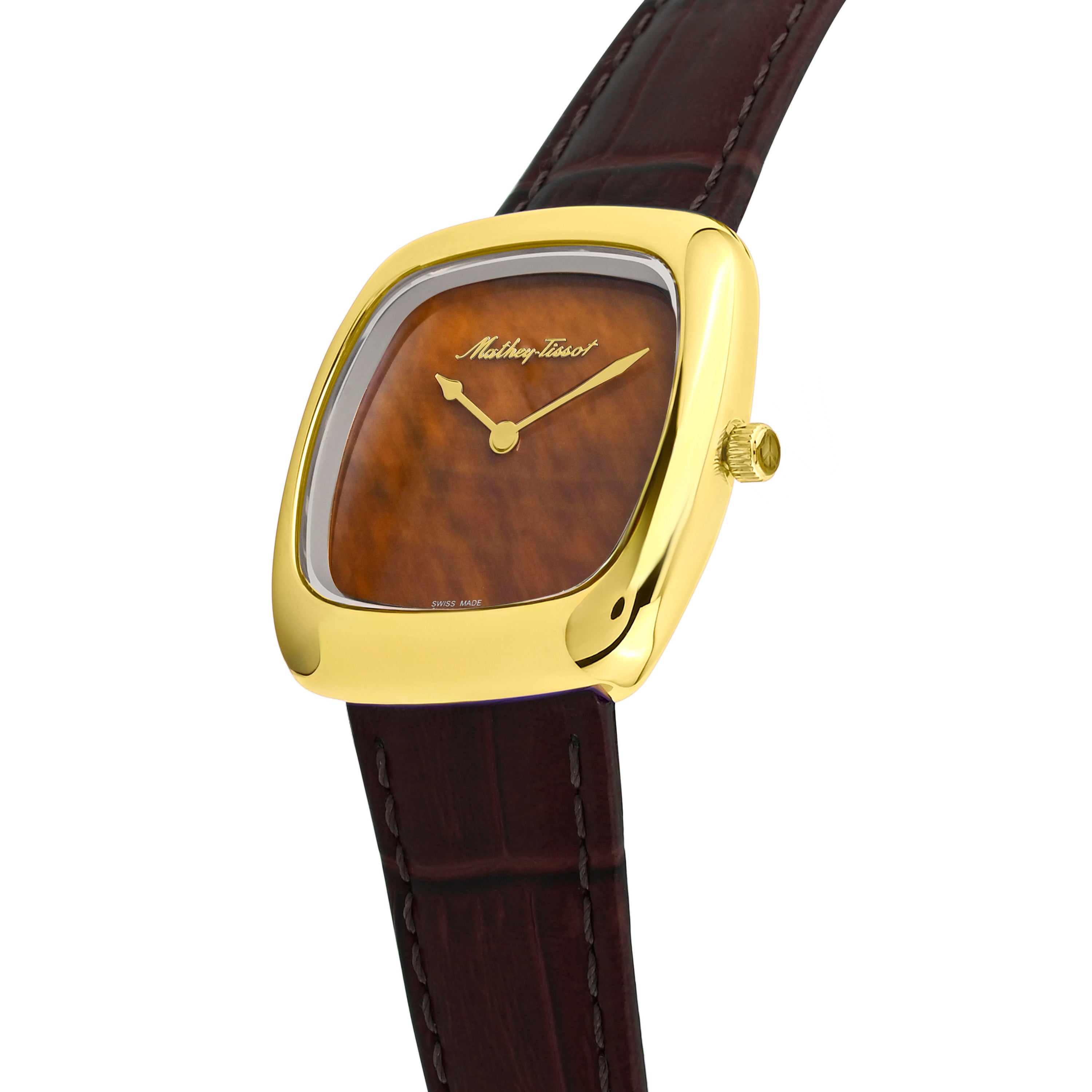 Mathey-Tissot Swiss Made Miss Quartz Ronda 762 Movement Brown Dial Analog Watch For Ladies - D538PLM
