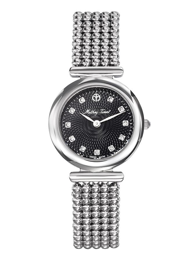 Mathey-Tissot Swiss Made Quartz Black Dial Analog Watch For Women :-D539AN