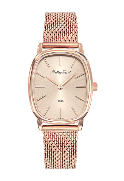 Mathey-Tissot Swiss Made Quartz Rose Gold Dial Analog Watch - Ladies D7919PDI