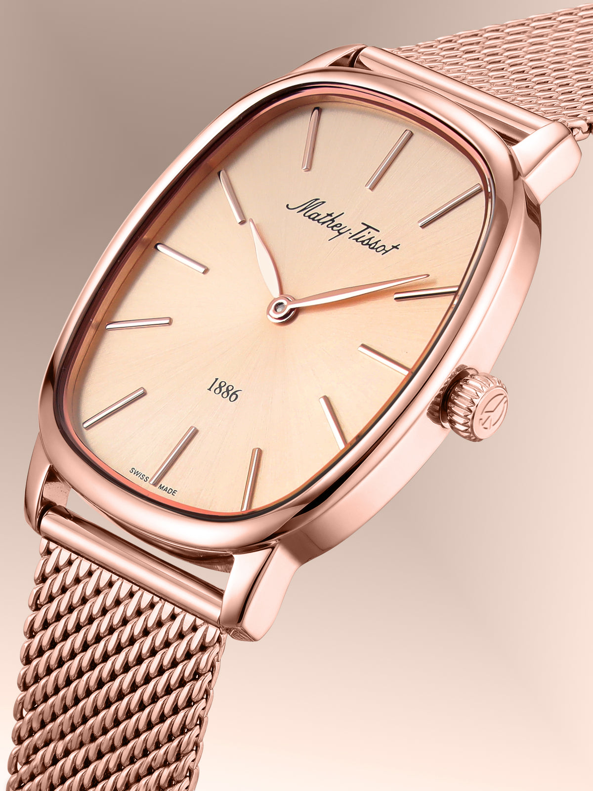 Mathey-Tissot Swiss Made Quartz Rose Gold Dial Analog Watch - Ladies D7919PDI