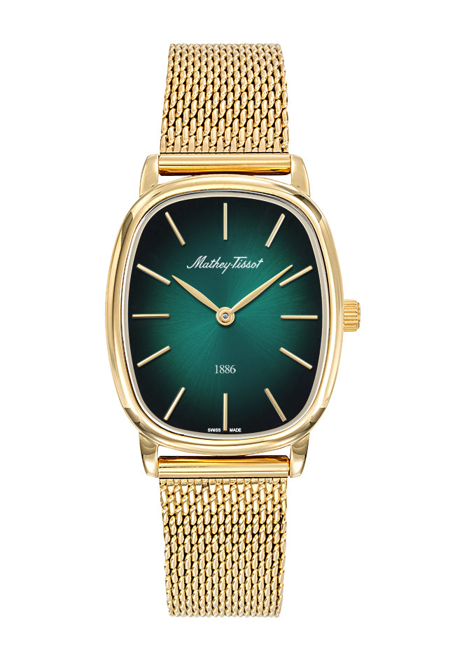 Mathey-Tissot Swiss Made Quartz Green Dial Analog Watch - Ladies D7919PV
