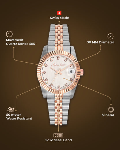 Mathey-Tissot Swiss Made Analog White Dial Ladies Watch-D810RA
