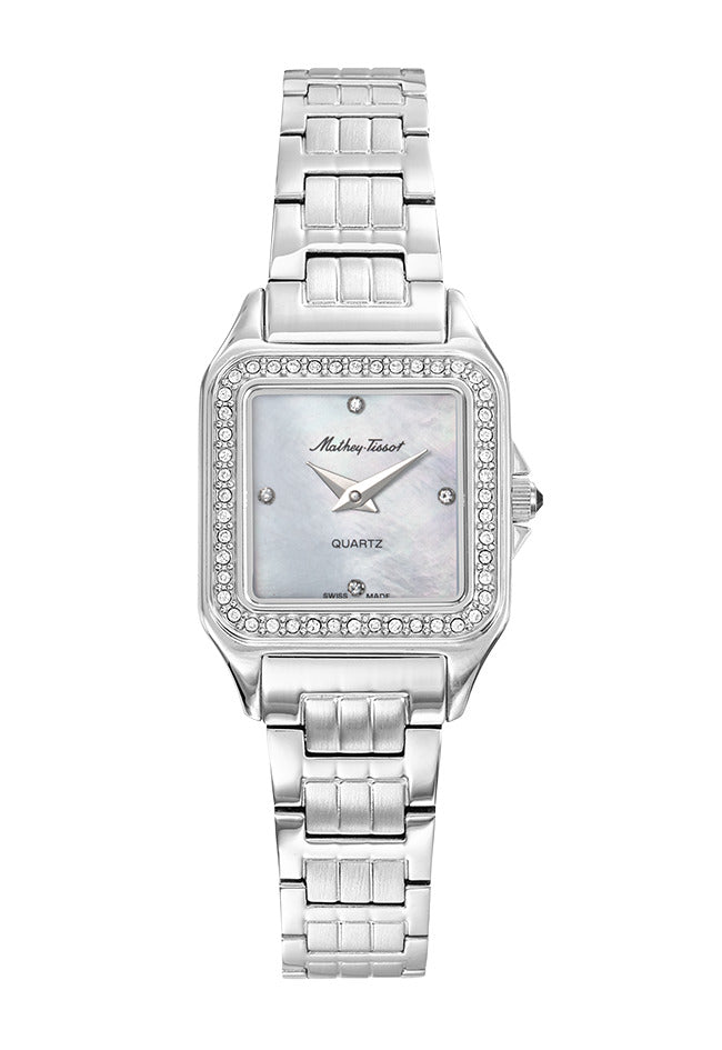 Mathey-Tissot Swiss Made Quartz White Mother of Pearl Dial Analog Watch - Ladies D971AQI
