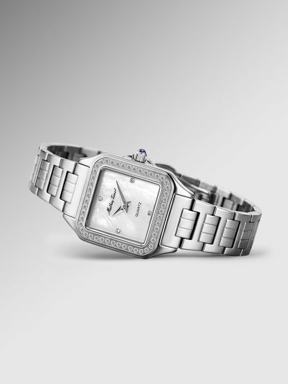Mathey-Tissot Swiss Made Quartz White Mother of Pearl Dial Analog Watch - Ladies D971AQI