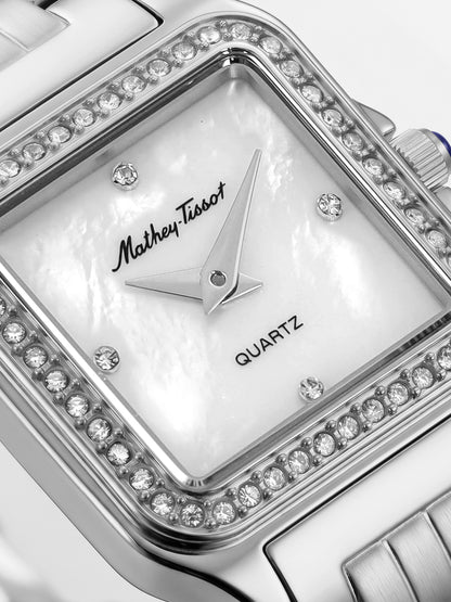 Mathey-Tissot Swiss Made Quartz White Mother of Pearl Dial Analog Watch - Ladies D971AQI