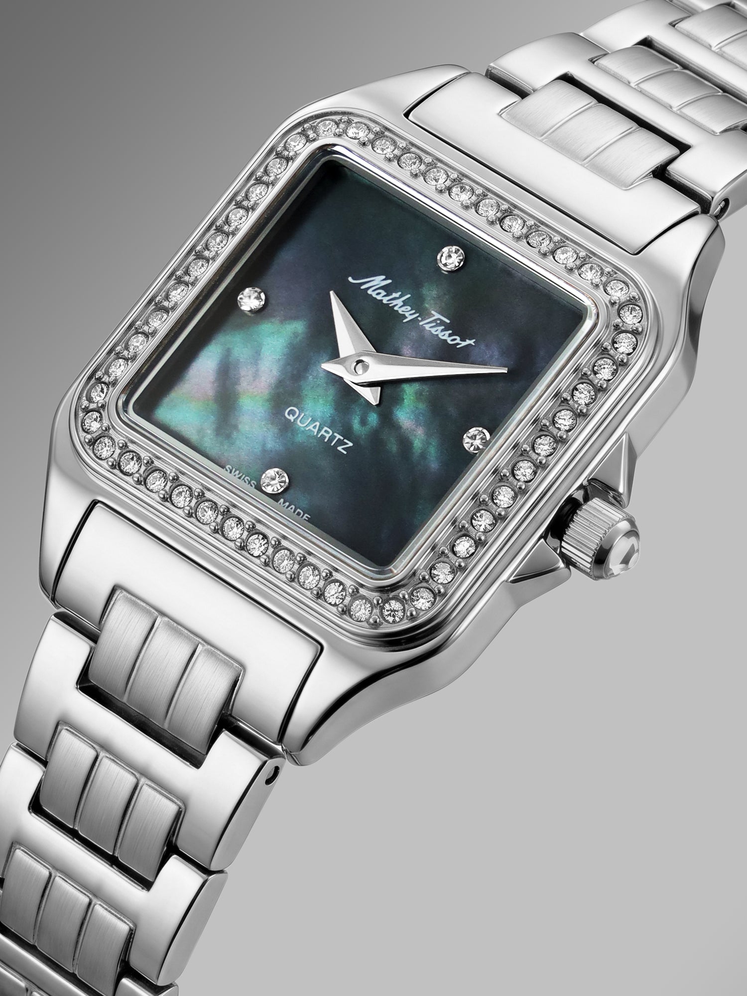 Mathey-Tissot Swiss Made Quartz Black Mother of Pearl Dial Analog Watch - Ladies D971AQN