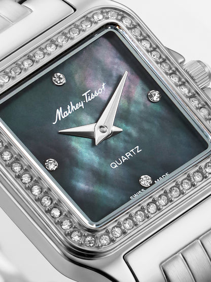 Mathey-Tissot Swiss Made Quartz Black Mother of Pearl Dial Analog Watch - Ladies D971AQN
