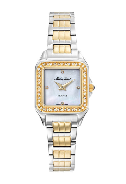 Mathey-Tissot Swiss Made Quartz White Mother of Pearl Dial Analog Watch - Ladies D971BQYI