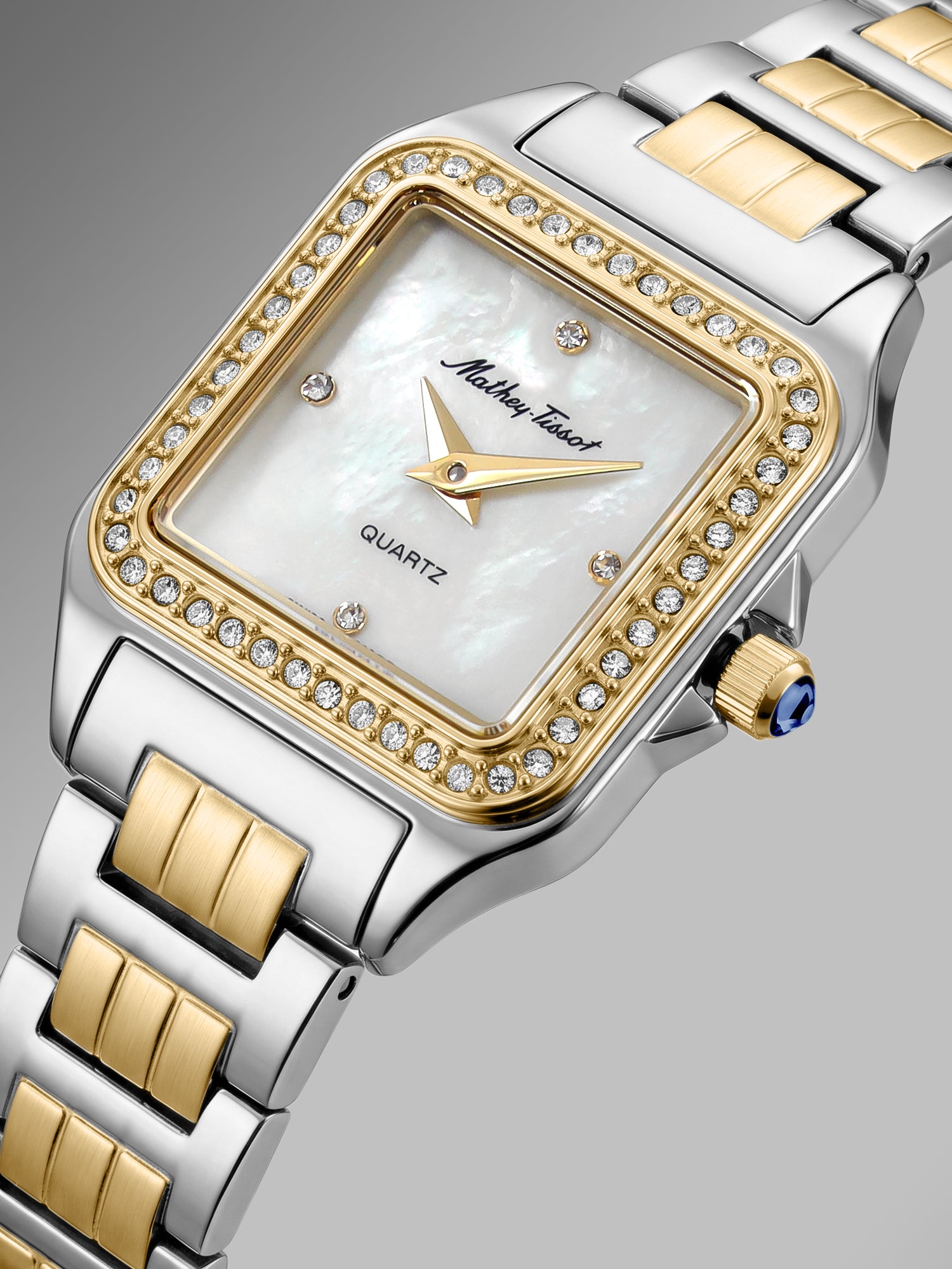 Mathey-Tissot Swiss Made Quartz White Mother of Pearl Dial Analog Watch - Ladies D971BQYI